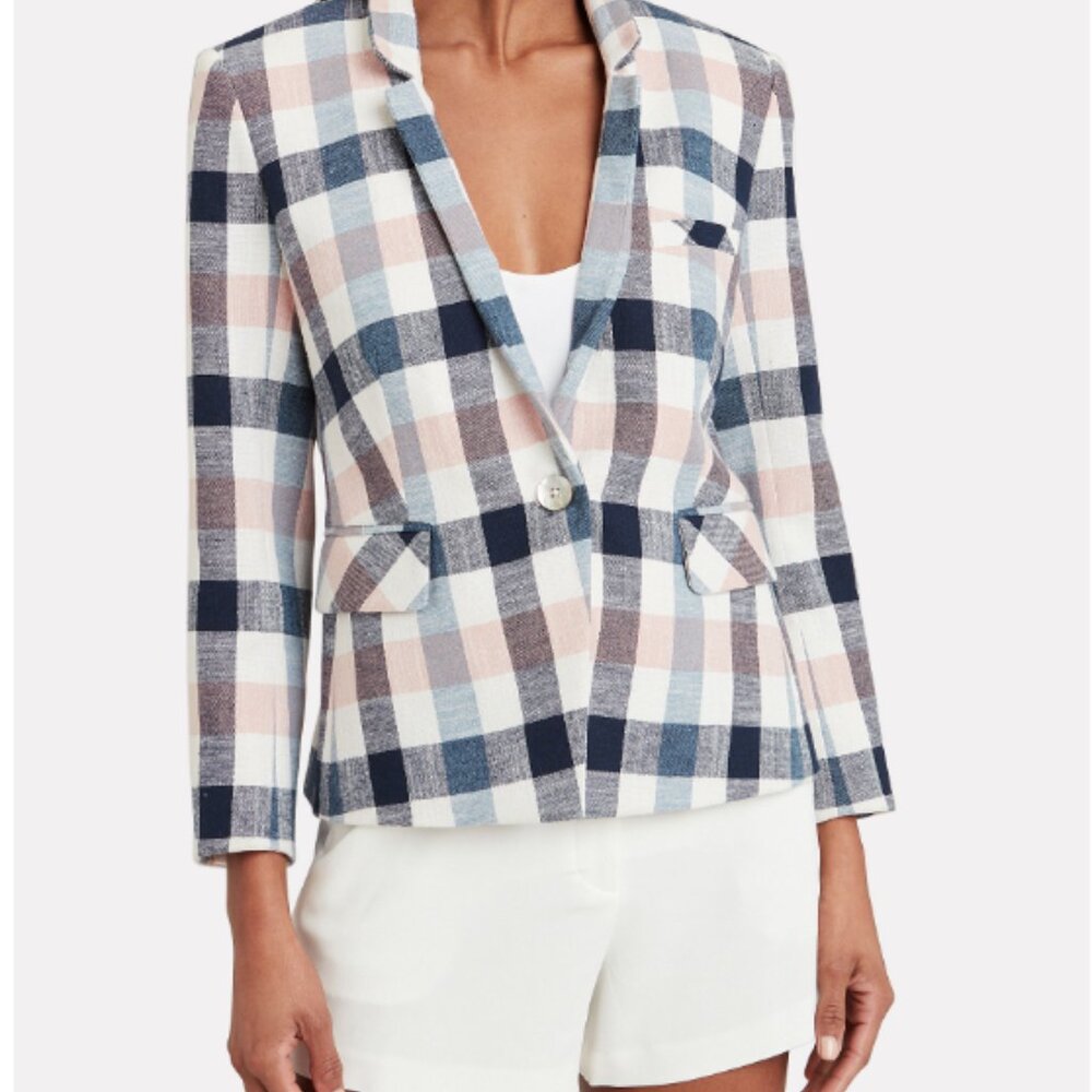 NWOT Veronica Beard Upcollar Schoolboy Dickey Gingham Blazer Jacket